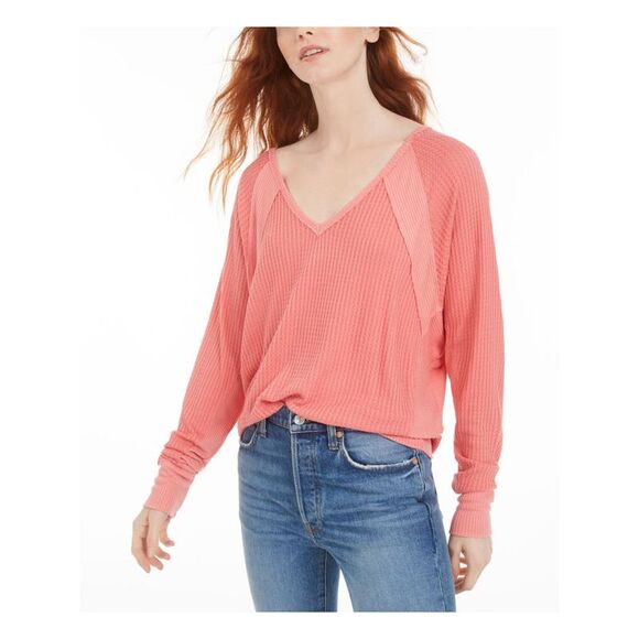 FREE PEOPLE Sweaters - NWT FREE PEOPLE Womens Coral Long Sleeve V Neck Sweater Size: S